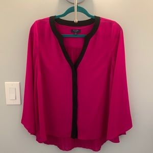 KAARI BLUE Size S Fuscia Blouse with Black Trim